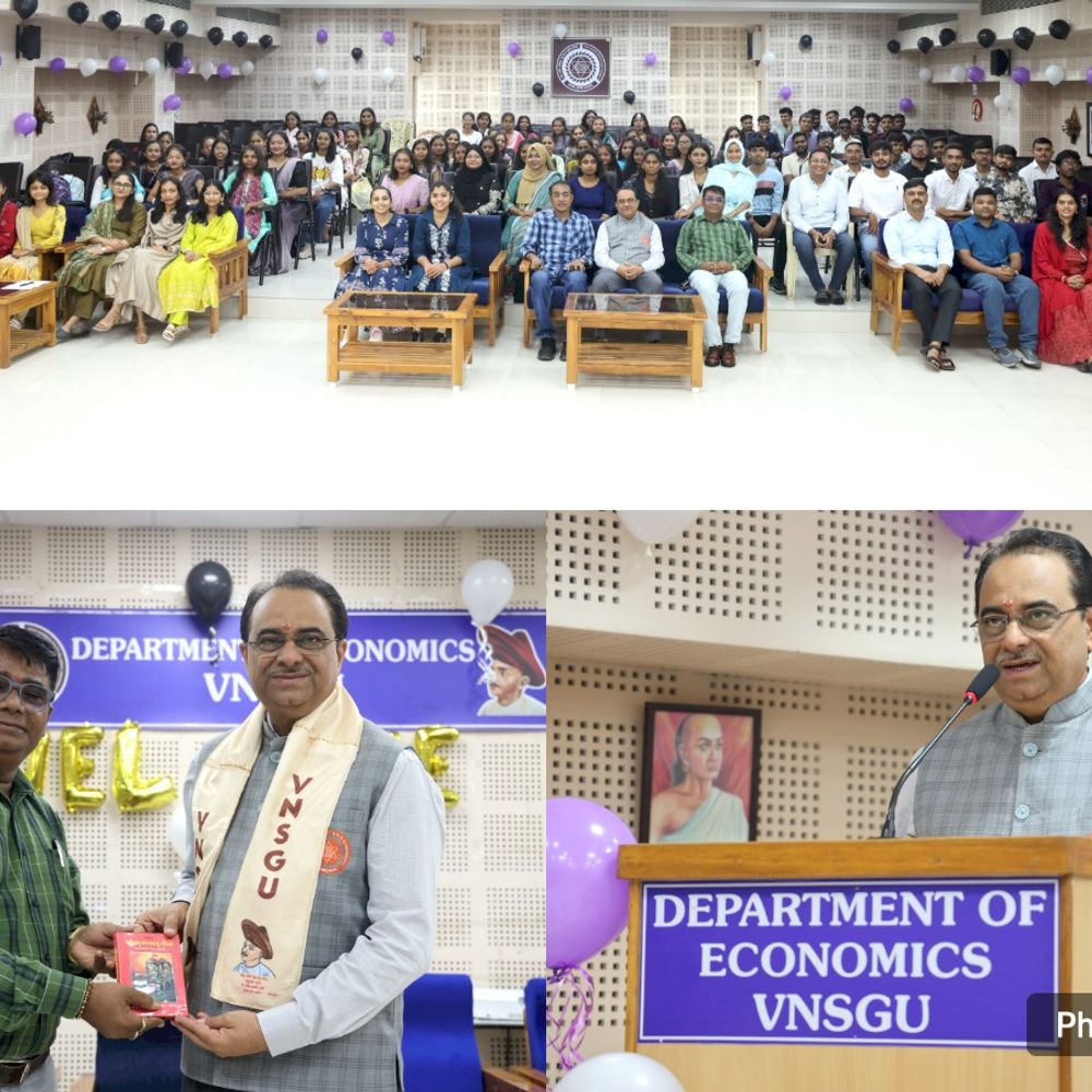 સ્વાગત સમારોહ:વીર નર્મદ દક્ષિણ ગુજરાત યુનિવર્સિટીમાં અર્થશાસ્ત્ર વિભાગના નવા વિદ્યાર્થીઓનો સ્વાગત સમારોહ યોજાયો
