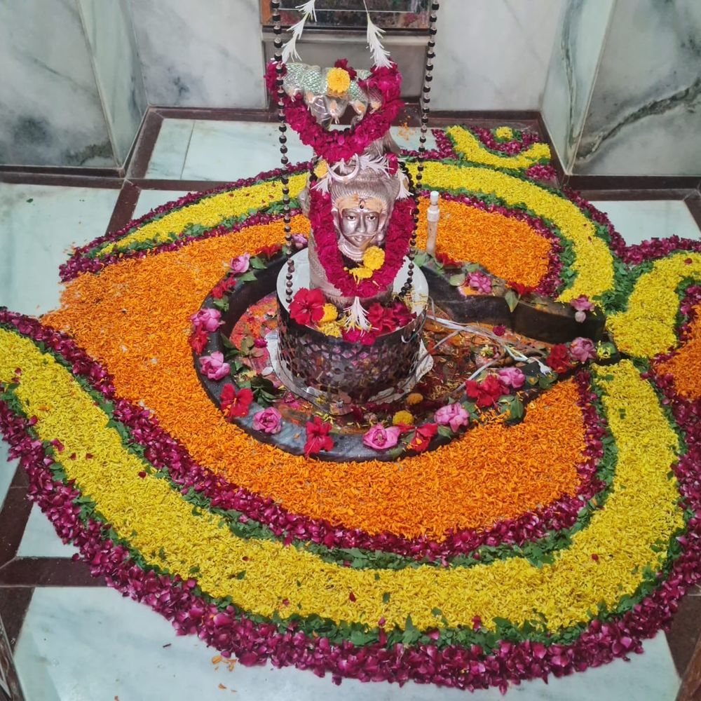 હિંમતનગરના રાયગઢના વૈજનાથ દાદાને 6 kg કલરથી ૐ અને ત્રિશુલનો શણગાર : શ્રાવણ માસની ભક્તિ.