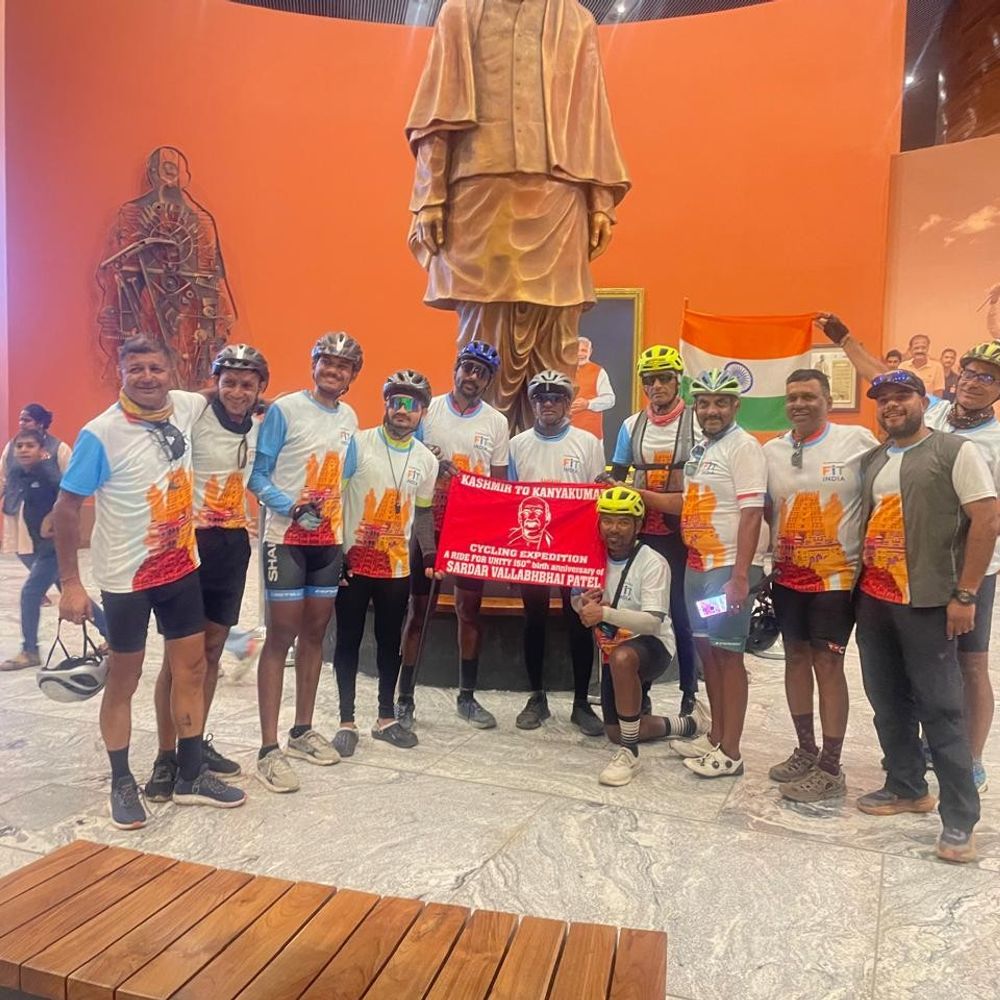 સરદાર પટેલને સમર્પિત સાયક્લિંગ યાત્રા: ફિટ ઇન્ડિયા હેઠળ શ્રીનગરથી કન્યાકુમારી સુધી 4480 કિમીનું અંતર સાયકલિસ્ટ કાપશે.