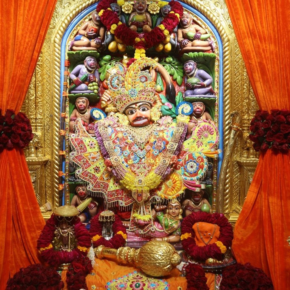 સાળંગપુર દાદાને વૃંદાવનના ખાસ વાઘા ધરાવાયા, ધનુર્માસ નિમિત્તે ગલગોટા-ગુલાબના ફૂલોનો દિવ્ય શણગાર કરાયો.