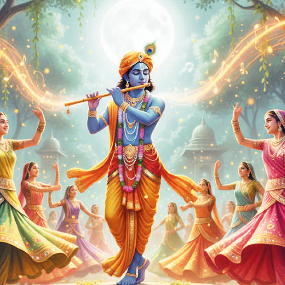 મેંદી રંગ લાગ્યો: કૃષ્ણની બંસરીની મીઠાશ અને તેનાથી થતો રાસનું વર્ણન. (Krushnani Bansari's sweetness and Ras)