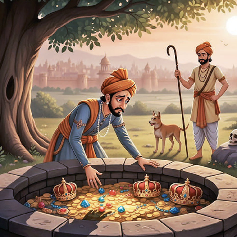 દેશી ઓઠાં: ઊંડો કૂવો: લોભ અને લાલચના ઊંડા કૂવાની વાત જેમાંથી બહાર નીકળવું મુશ્કેલ છે.