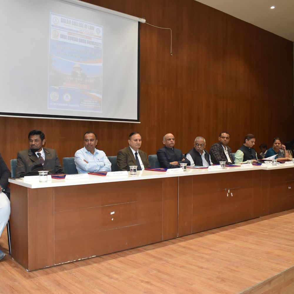 ન્યાયિક પરિવર્તનો પર રાષ્ટ્રીય સેમિનાર યોજાયો:શ્રી ગોવિંદ ગુરુ યુનિવર્સિટી અને બાલાજી કોલેજ ઓફ લો દ્વારા આયોજન