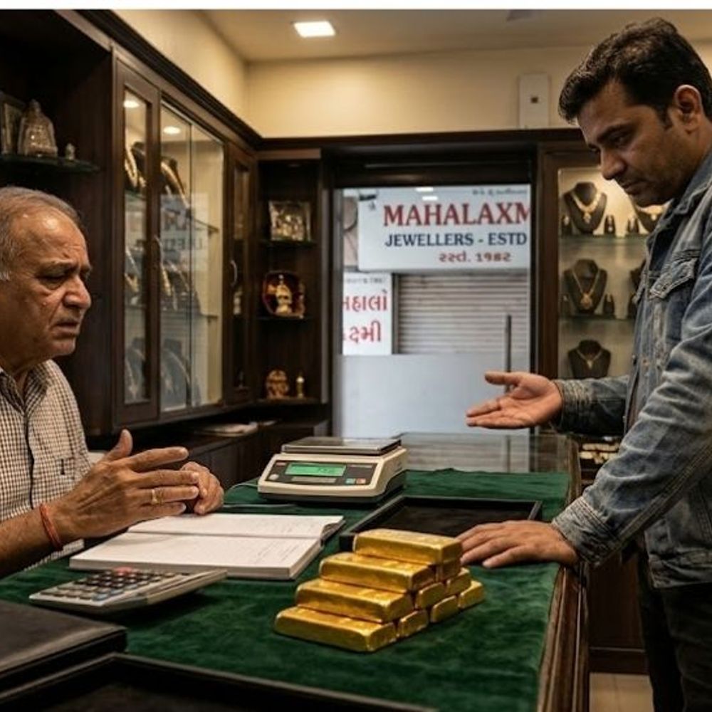 સોનીને ઠગોએ 96 લાખનો ચૂનો લગાવ્યો:750 ગ્રામ સોનાનું બિસ્કિટ લઈ રૂપિયા ચૂકવ્યા નહીં, સેટેલાઈટ પોલીસમાં ફરિયાદ નોંધાઈ