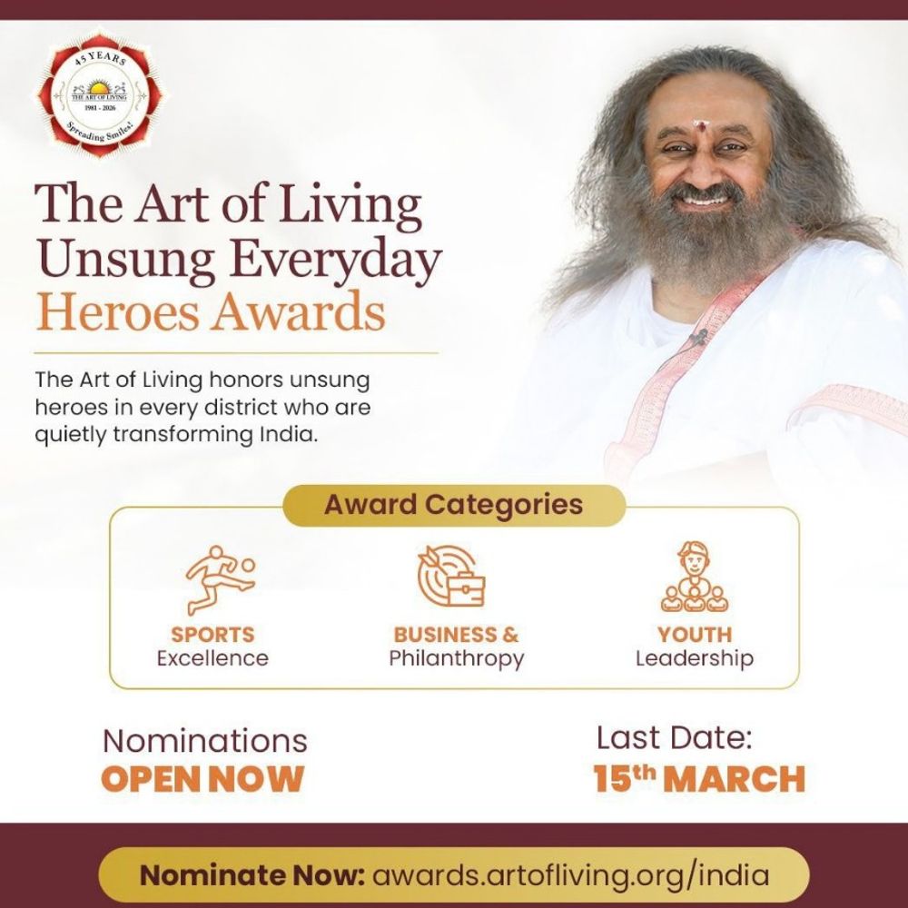 નિઃસ્વાર્થ સેવા આપનારાઓનું સન્માન:આર્ટ ઓફ લિવિંગ સંસ્થા દ્વારા ‘અનસંગ એવરીડે હીરોસ એવોર્ડ્સ’ની જાહેરાત