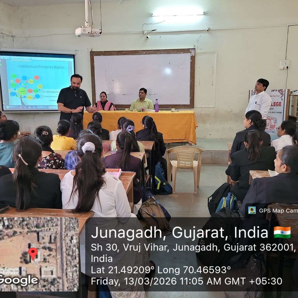 વિદ્યાર્થીઓને ઉદ્યોગ સાહસિક બનાવવા વર્કશોપ યોજાઈ:પેટન્ટથી લઈને જીઆઇ ટેગ સુધી: લો કોલેજમાં છાત્રોને માર્ગદર્શન અપાયું