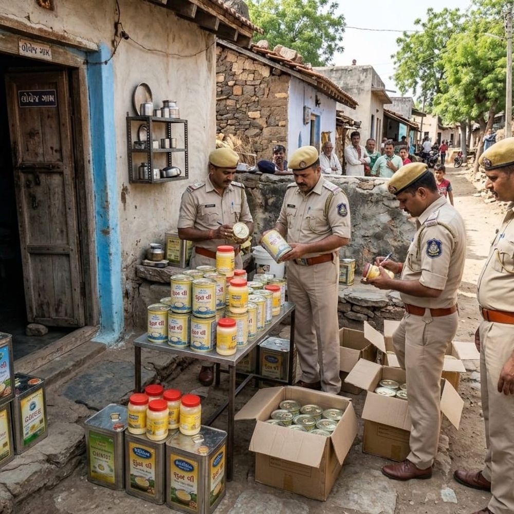 ફૂડ વિભાગ ઊંઘતું રહ્યું ક્રાઈમ બ્રાન્ચે કરી કાર્યવાહી:લોયેજ ગામે ત્રણ દિવસથી ક્રાઈમ બ્રાન્ચે 400 કિલો શંકાસ્પદ ઘી નો જથ્થો ઝડપી પાડ્યો,ફૂડ વિભાગના અધિકારીએ કહ્યું ફૂડ ઇન્સ્પેક્ટર કાલ કે પરમ દિવસે તપાસમાં જશે