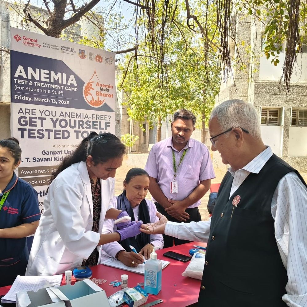 ગણપત યુનિવર્સિટીમાં યોજાયો એનિમિયા કેમ્પ:બી. ટી. સવાણી હોસ્પિટલના સહયોગથી 3300 વિદ્યાર્થીઓ અને કર્મચારીઓનું કરાયું ફ્રી મેડિકલ ચેકઅપ