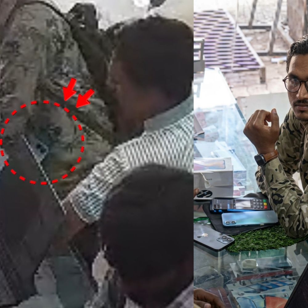 ગ્રાહક બની આવેલા ગઠિયાએ મોબાઈલ તફડાવ્યો.:ગ્રાહકના સ્વાંગમાં આવેલો ગઠિયો ₹15 હજારનો મોબાઈલ ચોરી પલાયન: જૂનાગઢમાં દુકાનદારની નજર ચૂકવી હાથફેરો કરવાની સમગ્ર ઘટના CCTVમાં કેદ.