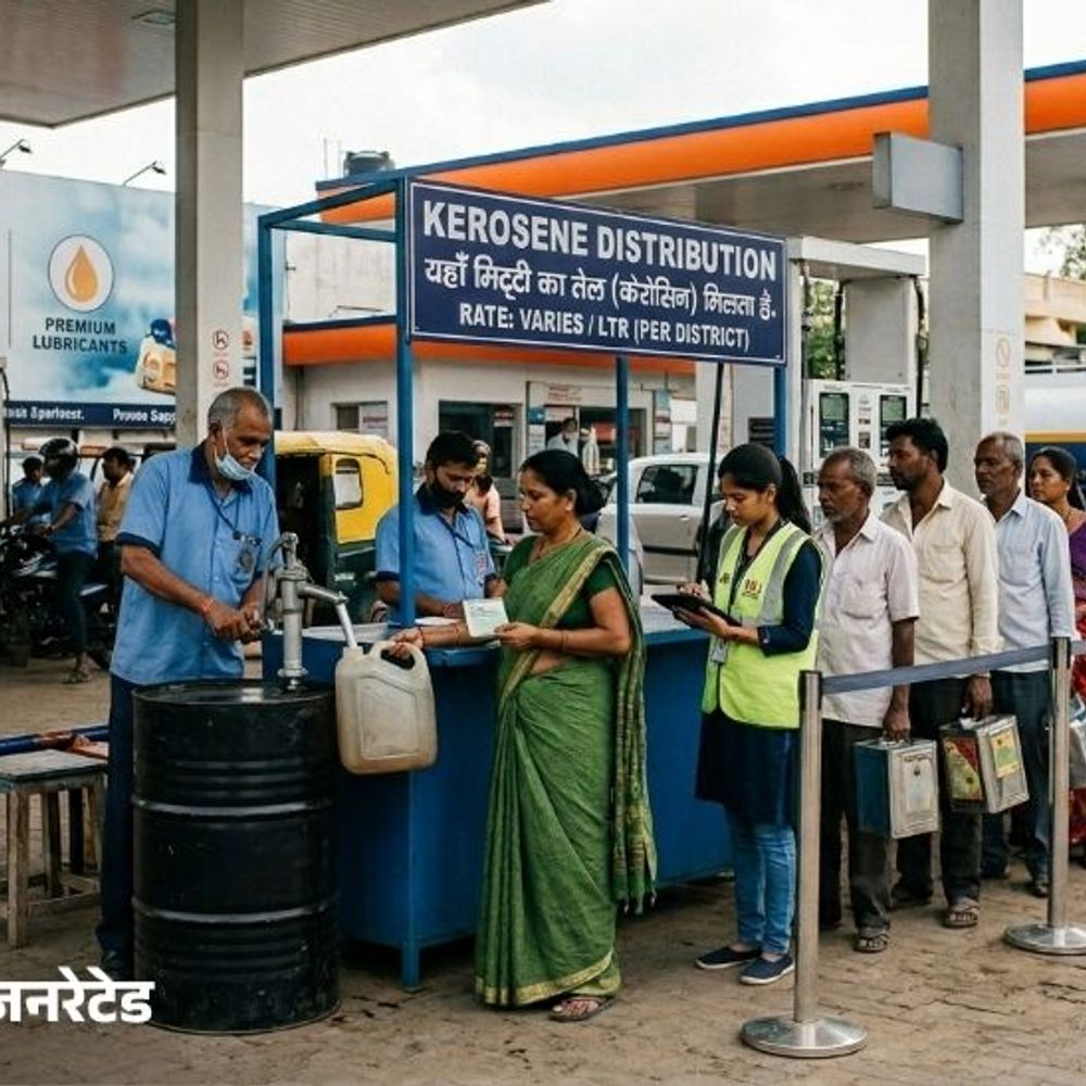 પેટ્રોલ પંપ પર પણ કેરોસીન મળશે, કેન્દ્રનો નિર્ણય:દરેક જિલ્લામાં 2 પંપ પર સુવિધા હશે, ઓઈલ કંપનીઓ 5 હજાર લિટર સ્ટોક રાખી શકશે