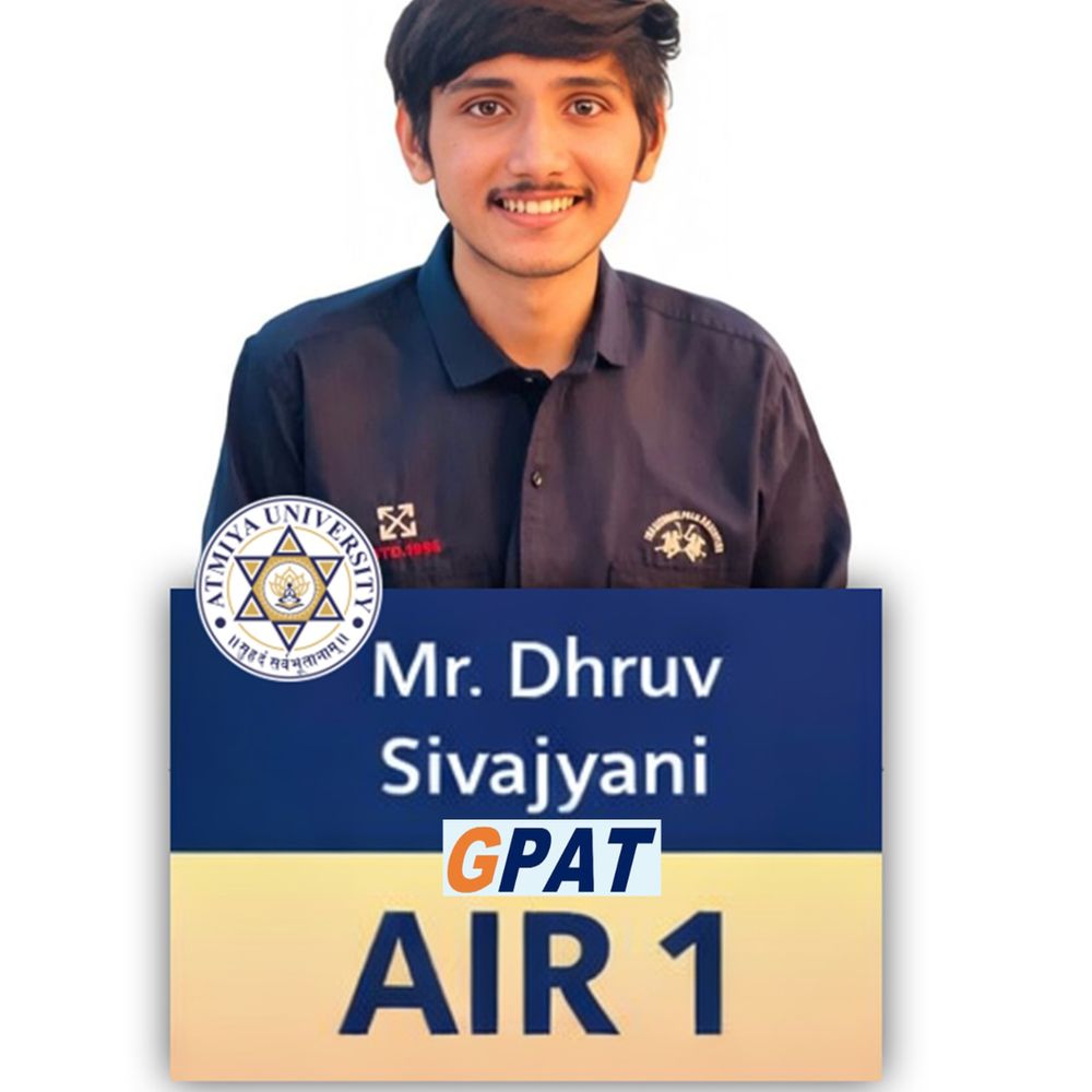 આત્મીય યુનિવર્સિટીના વિદ્યાર્થીઓ GPAT પરીક્ષામાં ઝળહળ્યા:ધ્રુવ સવજીયાણીએ દેશભરમાં પ્રથમ ક્રમાંક મેળવી રેકોર્ડ બનાવ્યો
