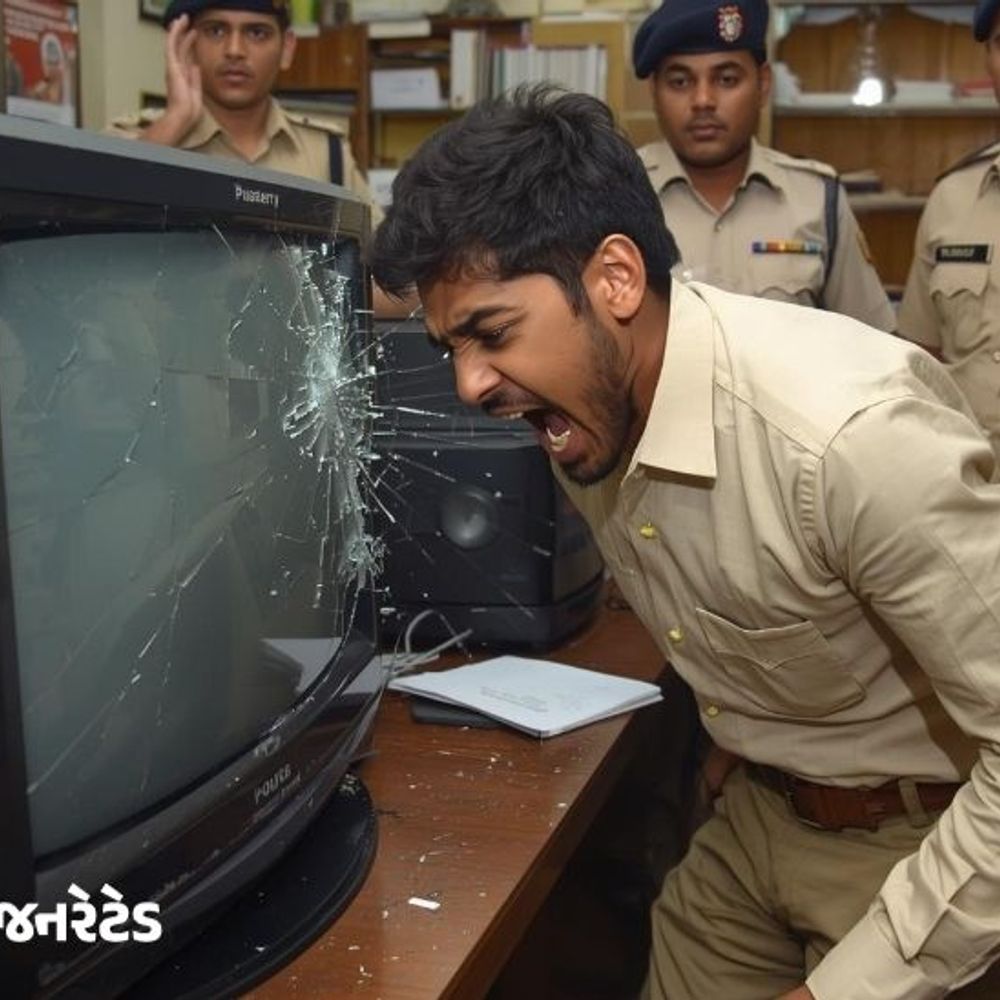 આનંદનગર પોલીસ સ્ટેશનમાં યુવકે માથું ટીવી પર અથડાવ્યું:પટ્ટા-ટોપી ઉતારવાની ધમકી આપીને કોન્સ્ટેબલના અંગૂઠા પર બચકું ભર્યું, આંબેડકરની જન્મ જયંતીના ધ્વજને પણ ફાડ્યો'તો