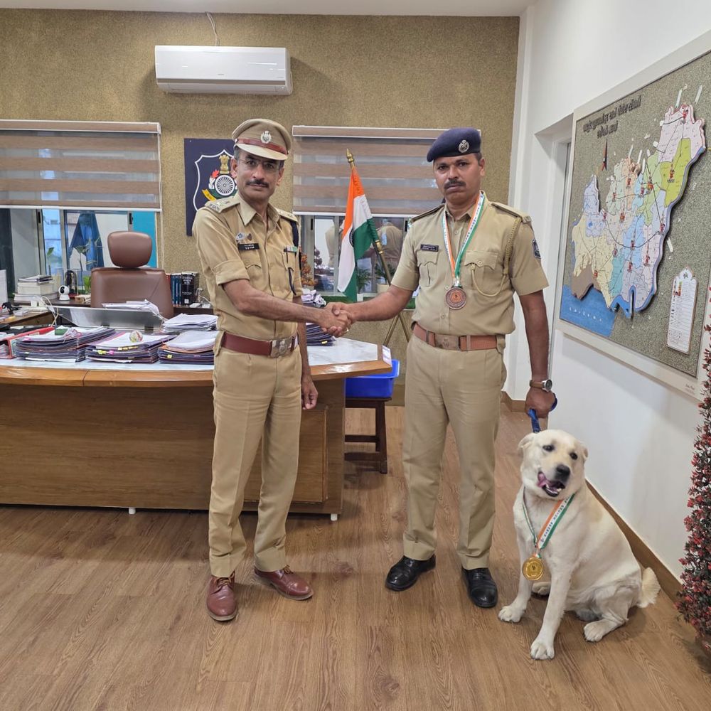 પોલીસ ડોગ 'ચેકે' 16 વર્ષે ગોલ્ડ જીત્યો:નાગપુરમાં 69મી ઓલ ઈન્ડિયા પોલીસ ડ્યુટી મીટમાં ગુજરાતને ગૌરવ