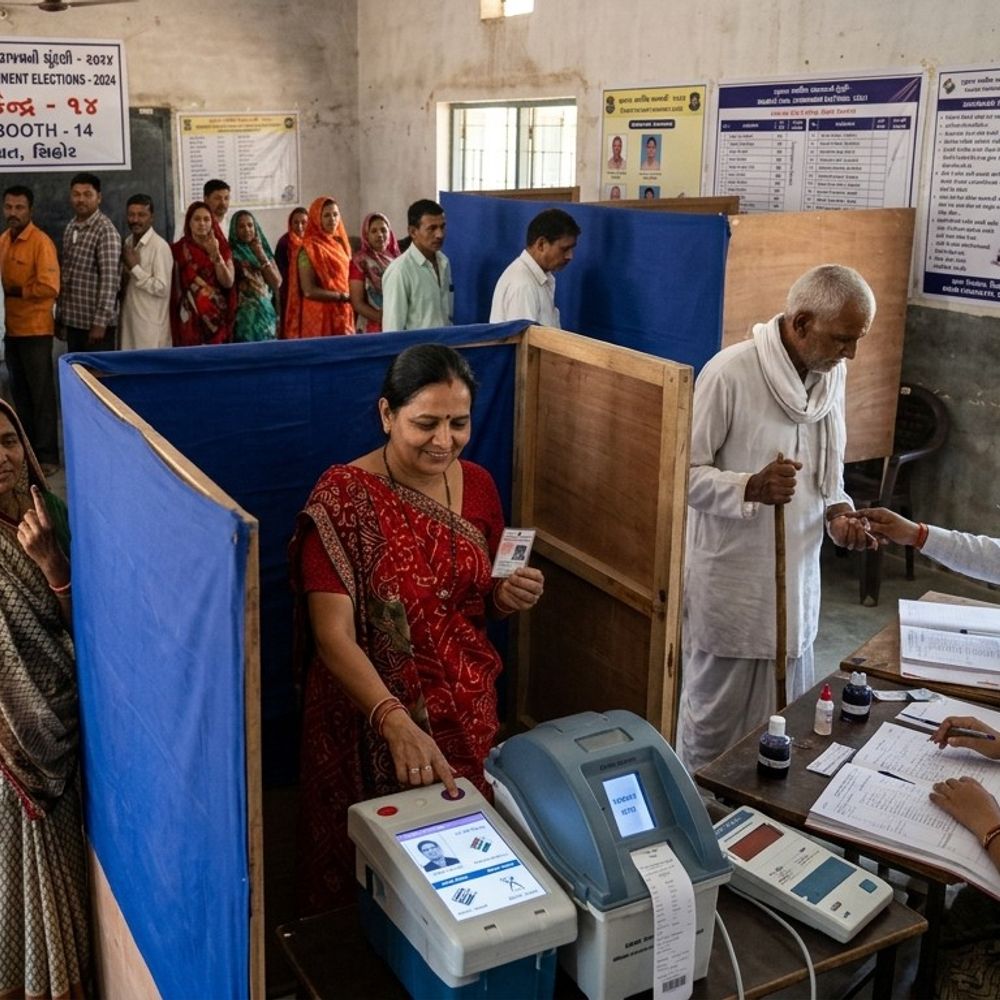 નવસારીમાં સ્થાનિક સ્વરાજ્યની ચૂંટણી માટે મતદાન શરૂ:સવારે 9 વાગ્યા સુધીમાં 12.84 ટકા મતદાન, NMCની 50, જિલ્લા પંચાયતની 21 બેઠકો પર 441 ઉમેદવારોનું ભાવી EVMમાં