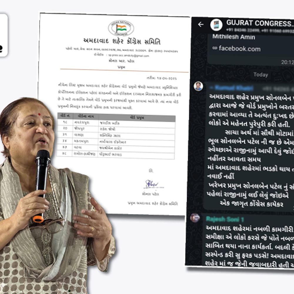 અમદાવાદ કોંગ્રેસમાં સંગઠનાત્મક ફેરફાર: 6 વોર્ડ પ્રમુખ હટાવાયા.