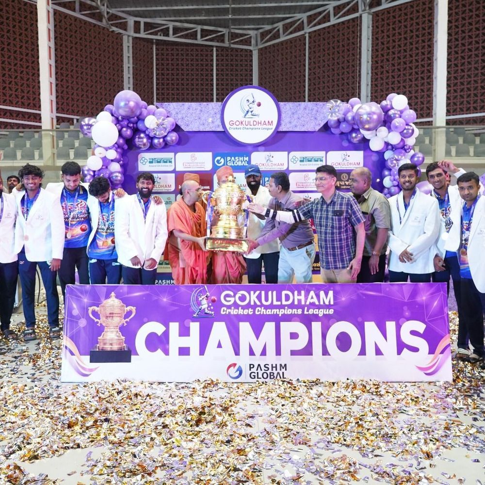 “ગોકુલધામ ક્રિકેટ ચેમ્પિયન્સ લીગ 2026” ના મેગા ફિનાલેનું ભવ્ય સમાપન:પુરસ્કાર વિતરણ કાર્યક્રમ દરમિયાન હજારો ક્રિકેટપ્રેમીઓ, મહાનુભાવો, સંતો તથા યુવાનોની ઉપસ્થિતિએ સમગ્ર કાર્યક્રમને ઐતિહાસિક બનાવ્યો
