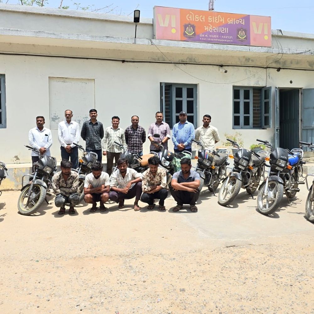 બાઇક ચોરી કરતી ગેગ ઝડપાઇ:મહેસાણા, સિદ્ધપુર, હિંમતનગર અને પેથાપુરથી બાઇક ચોરતી ગેંગના 5 સાગરીતો ઝડપાયા, 11 મોટરસાયકલ કબજે