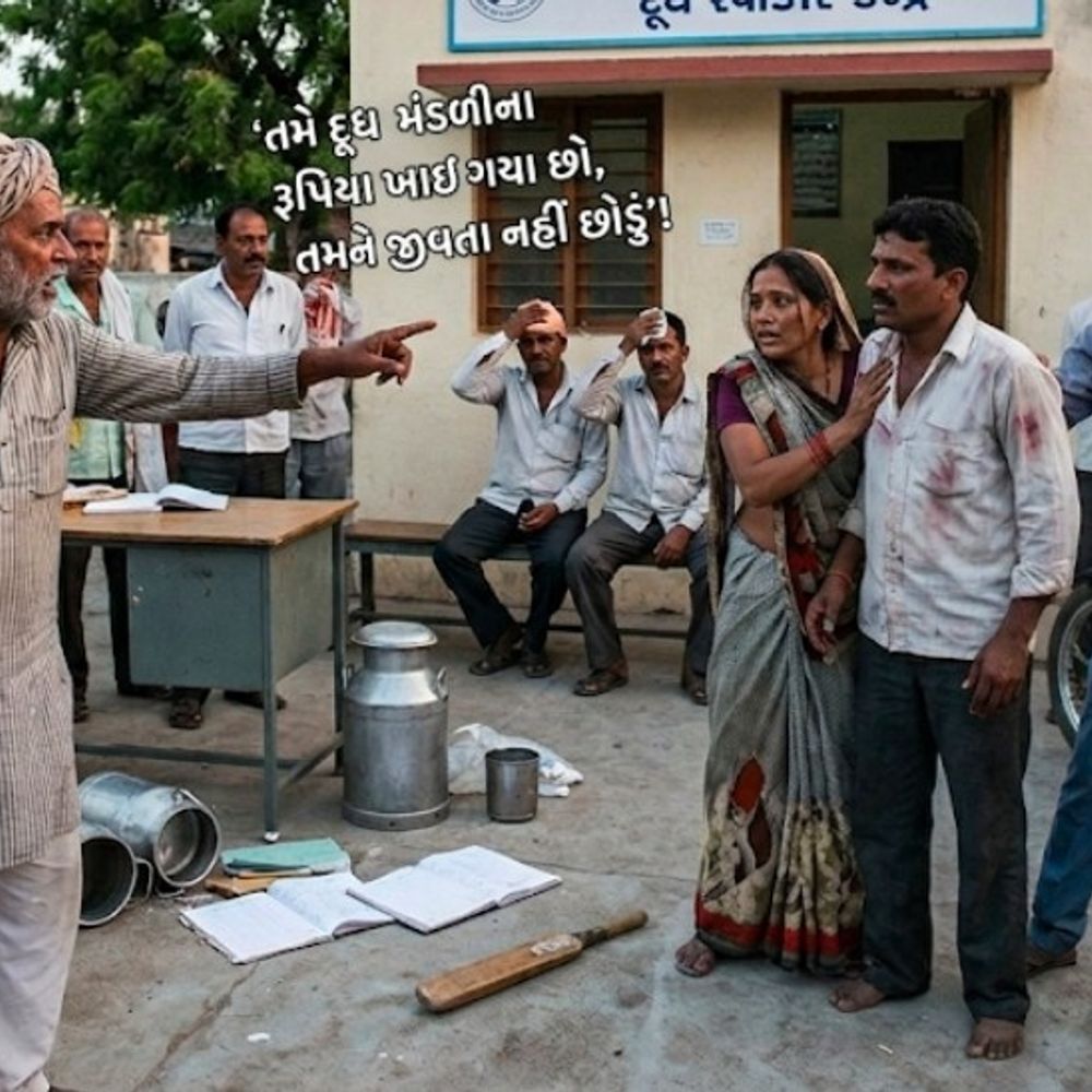 દૂધ મંડળીમાં હિસાબ મુદ્દે તલવાર બતાવીને પિતા પુત્રએ ધમકી આપી:'તમે દૂધ મંડળીના રૂપિયા ખાઇ ગયા છો, તમને જીવતા નહીં છોડું' તેમ કહીને તેવી જાનથી મારી નાખવાની ધમકી આપીને મારામારી કરી, 3 ઇજાગ્રસ્ત