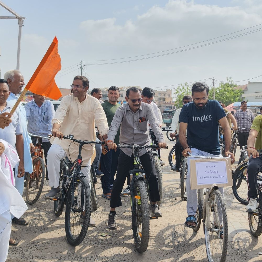 પાટડીમાં વિશ્વ સાયકલ દિવસની ઉજવણી:ક્રીડા ભારતી દ્વારા સાયકલ રેલીનું આયોજન; ઇંધણ બચાવવા અને સ્વાસ્થ્ય સુધારવા અપીલ