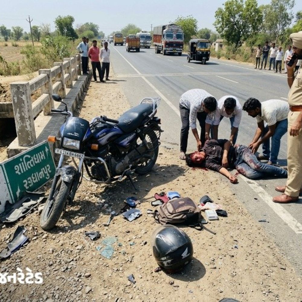 રાધનપુરમાં અજાણ્યા વાહનની ટક્કરે 18 વર્ષના યુવકનું મોત:હાઈવે પર અકસ્માત સર્જી ચાલક ફરાર, પોલીસ તપાસ શરૂ