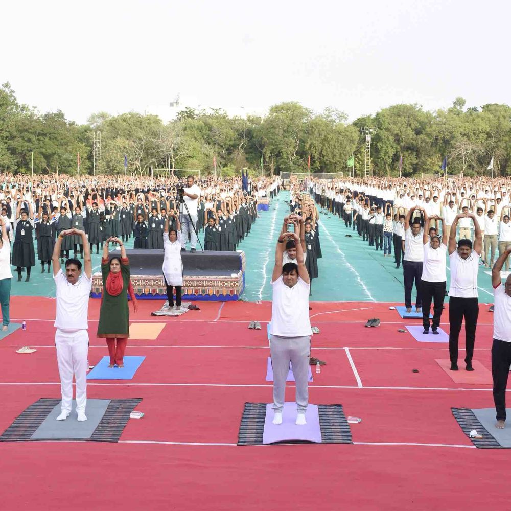 પાલનપુરમાં રાજ્યમંત્રી પ્રવીણ માળીના અધ્યક્ષસ્થાને યોગ દિવસની ઉજવણી:'Yoga for Healthy Ageing' થીમ સાથે 12મો આંતરરાષ્ટ્રીય યોગ દિવસ મનાવાયો