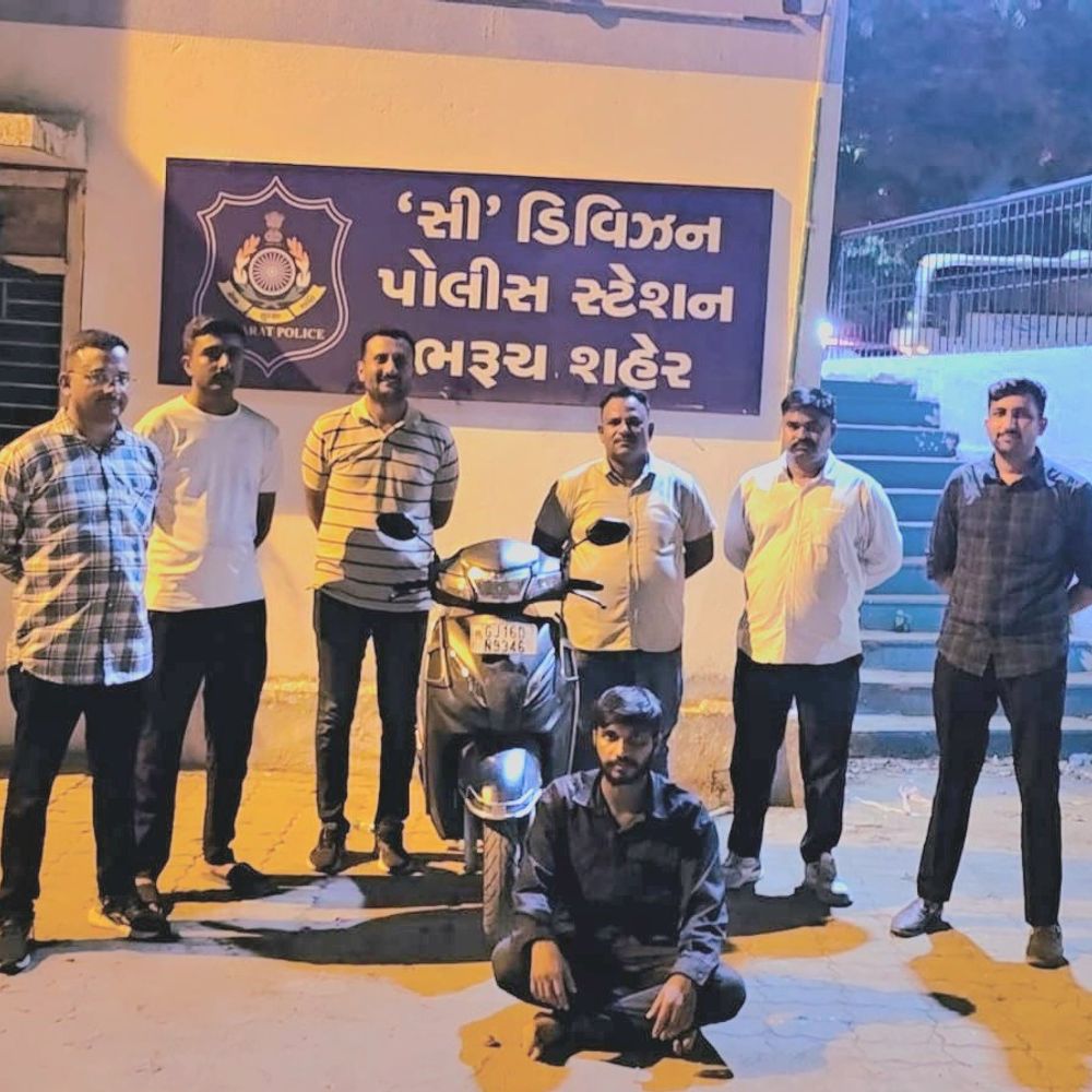 ભરૂચમાં ચોરાયેલું મોપેડ કલાકોમાં મળ્યું:વિશ્વાસ પ્રોજેક્ટના CCTVથી પોલીસે આરોપીને ઝડપ્યો