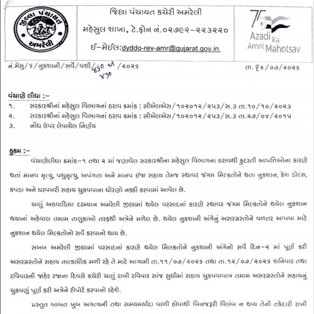 અમરેલીમાં રજાના દિવસે પણ તાલુકા-જિલ્લા પંચાયત કચેરીઓ ખુલ્લી