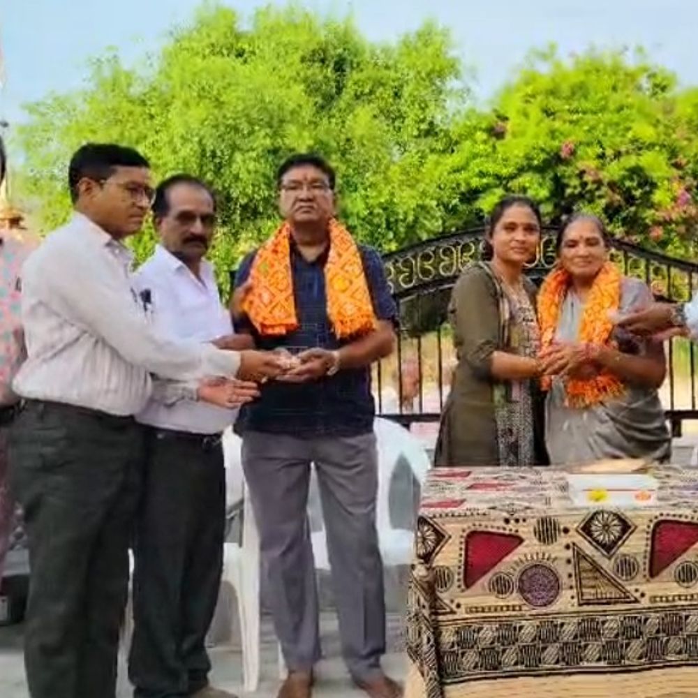 પાટણ પદ્મનાભ મંદિરે હાઈમાસ્ક વિજ પોલનું લોકાર્પણ:પૂર્વ પ્રમુખ દામિનીબેન પ્રજાપતિ પરિવારે અર્પણ કર્યો