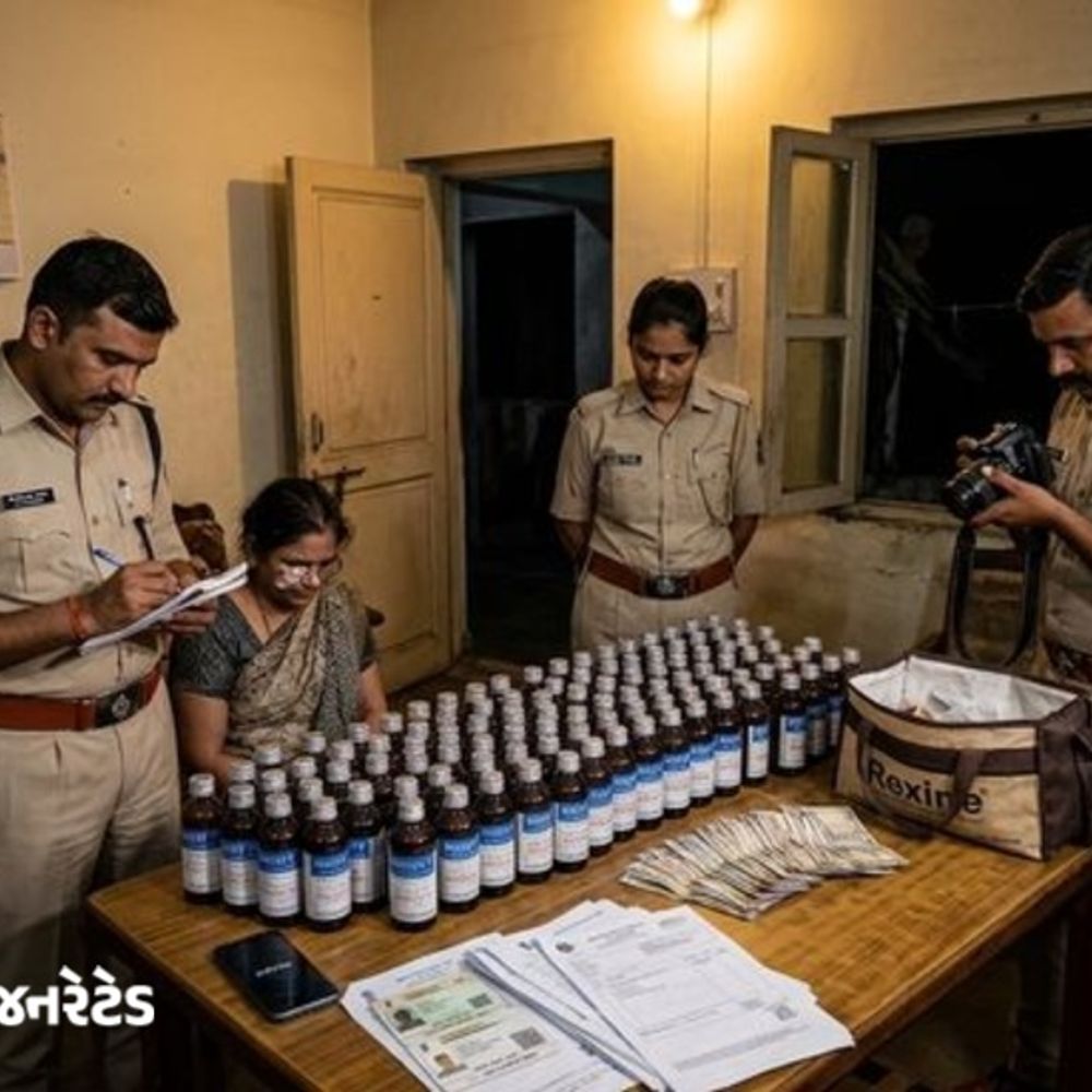 પ્રતિબંધિત નશાકારક કફ સિરપની 94 બોટલ સાથે મહિલા ઝડપાઈ:છૂટક ભાવે વેચવાના આશયથી ઘરમાં જથ્થો સંતાડી રાખ્યો હતો, સહ-આરોપી ફરાર