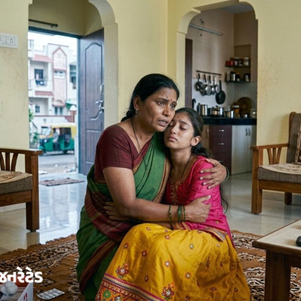 માતા સાથે મજાક-મસ્તી કરતી વખતે અચાનક ઉલટી બાદ ઢળી પડી:અમદાવાદથી ઘરે આવેલી 15 વર્ષીય કોમ્પ્યુટર એન્જિનિયરિંગની વિદ્યાર્થિનીએ ઝેર પી આપઘાત કર્યો, કારણ અકબંધ