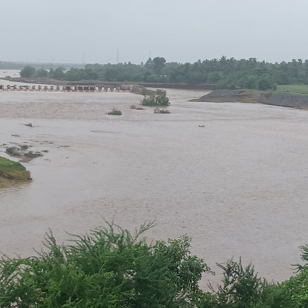 બે પૂરમાં કઇ ન થયું:પૂર્ણામાં ત્રીજા પૂરથી ટાયડલ ડેમ નજીક  અઢી વીઘા જમીનમાં ધોવાણ, અધિકારી  અને સ્થાનિકો સામસામે