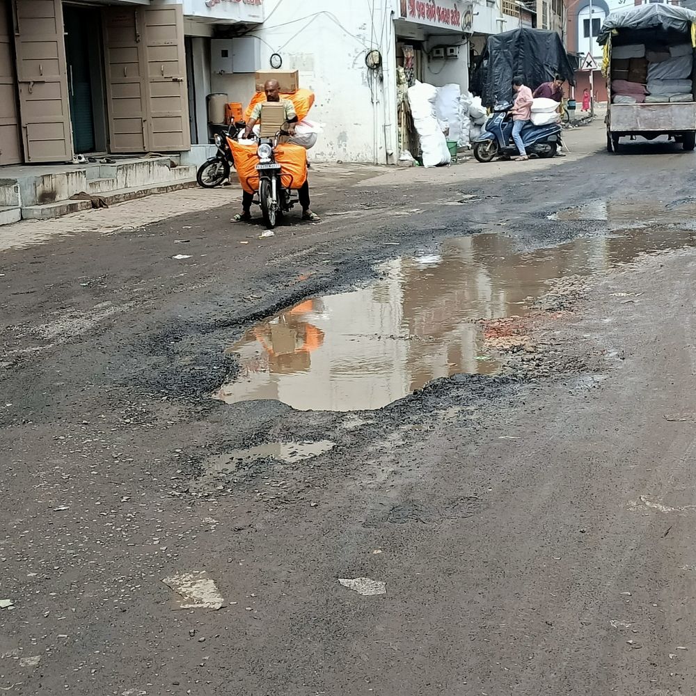ગીદવાની માર્ગ પર ખાડાઓનું સામ્રાજ્ય: વરસાદી પાણી ભરાતાં ગંદકીમાં વધારો, સમારકામની માંગ