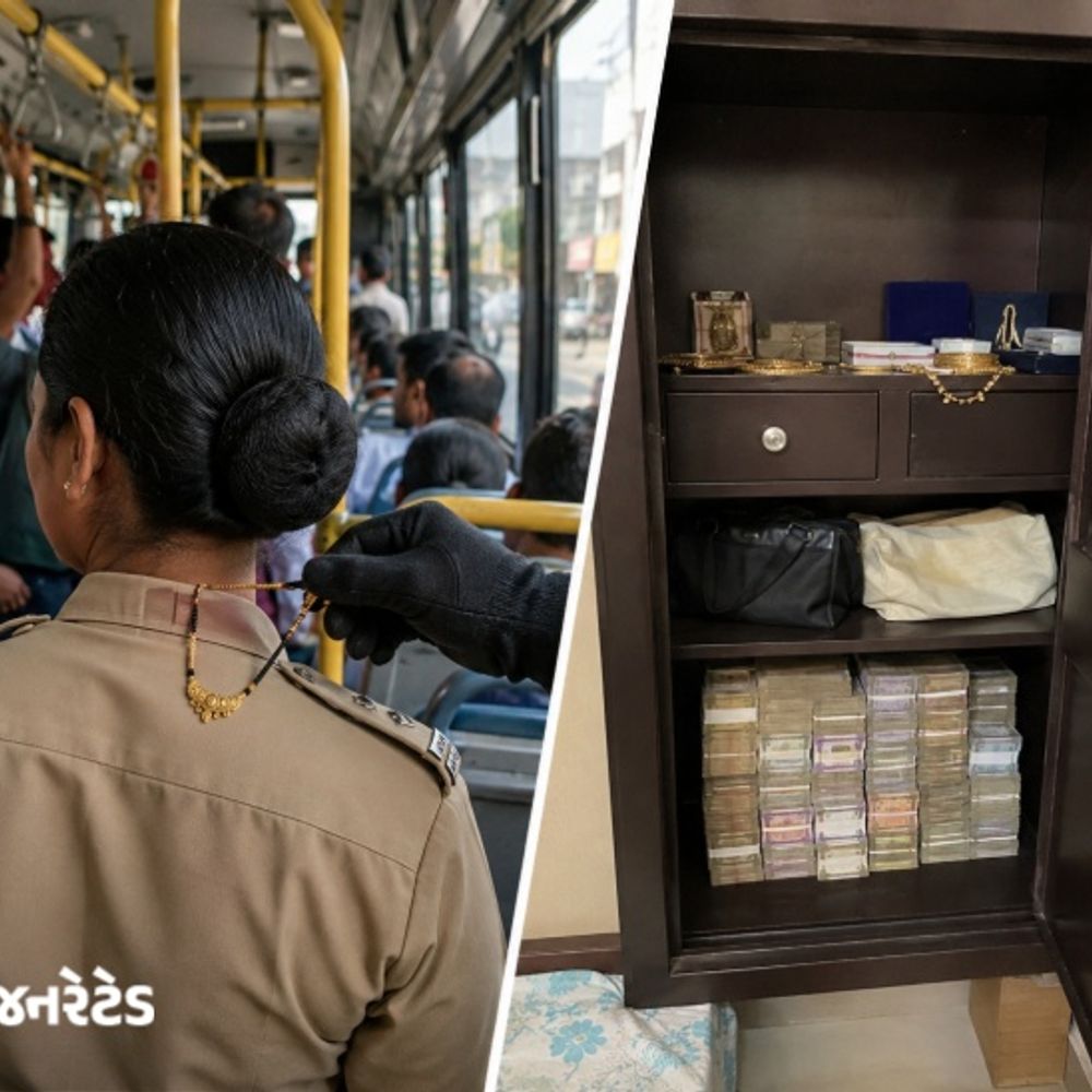 સુરક્ષા જવાન જ અસુરક્ષિત!, BRTSમાં CISF મહિલાકર્મીના મંગળસૂત્રની ચોરી:શાહપુરમાં હજયાત્રા માટે વર્ષોથી ભેગા કરેલા રૂ.28 લાખ રોકડાની તિજોરીમાંથી ચોરી