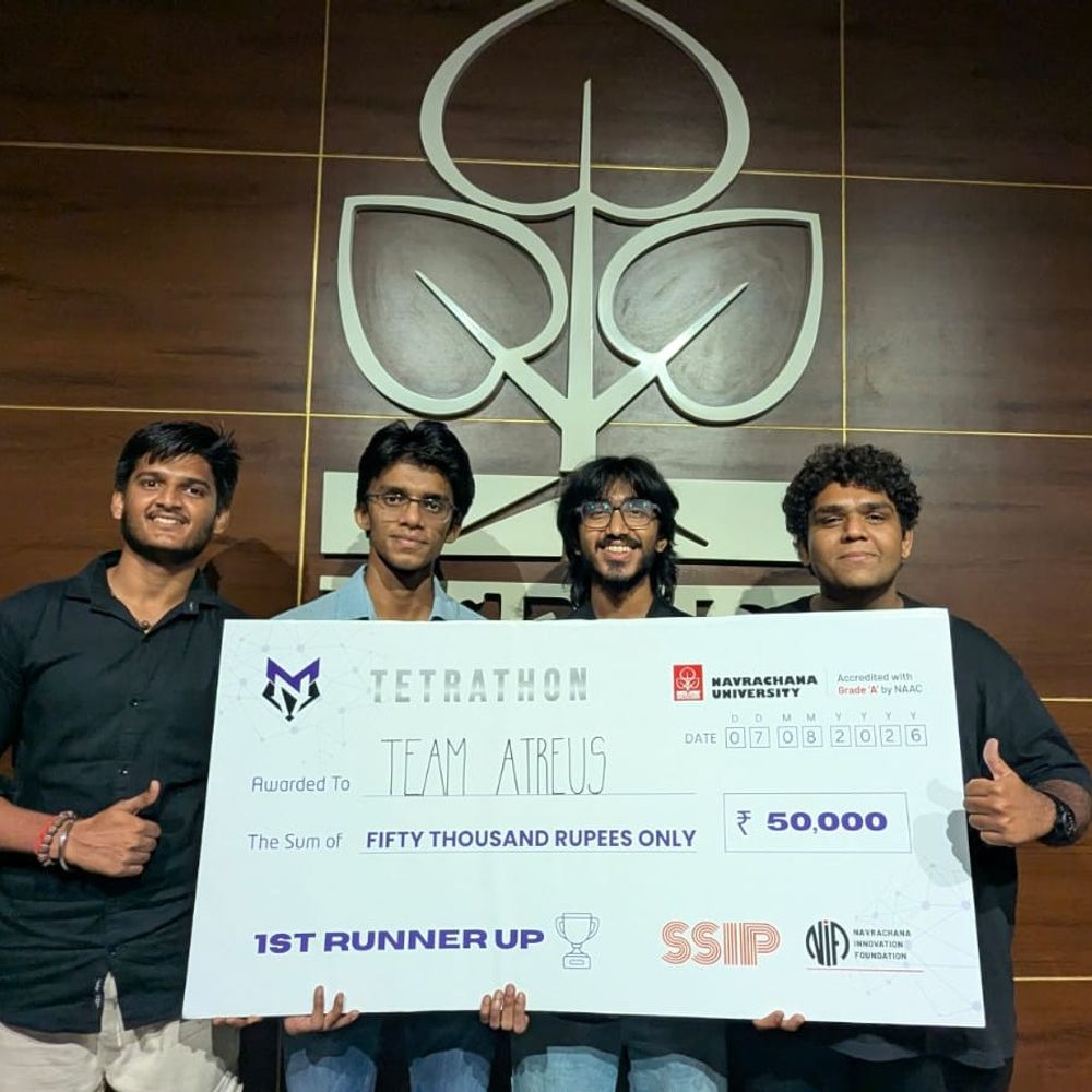 વેરાવળના હિતાર્થ કારિયાની ટીમે AI હેકાથોનમાં ₹50,000 જીત્યા:TetraTHON 2026 માં 160+ ટીમો વચ્ચે દ્વિતીય સ્થાન મેળવ્યું