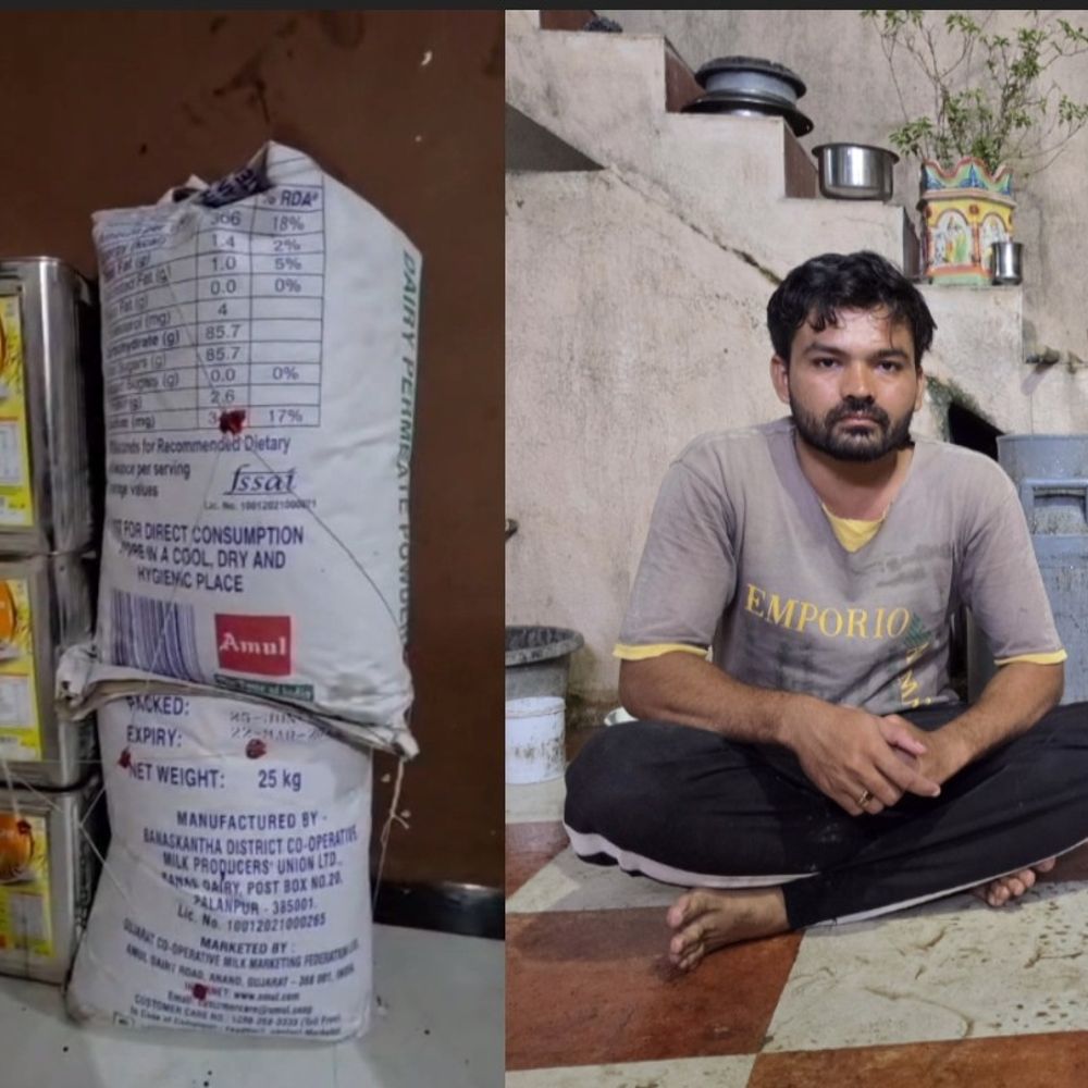 ખડીયા ગામેથી કેમિકલયુક્ત નકલી દૂધ બનાવવાનું રેકેટ ઝડપાયું. ​:જૂનાગઢમનું ફૂડ વિભાગ ઊંઘતું રહ્યું ને તાલુકા પોલીસે નકલી દૂધનું રેકેટ ઝડપી પાડ્યું, 60 લીટર નકલી દૂધ તથા પામોલીન તેલ સાથે આરોપી પકડાયો