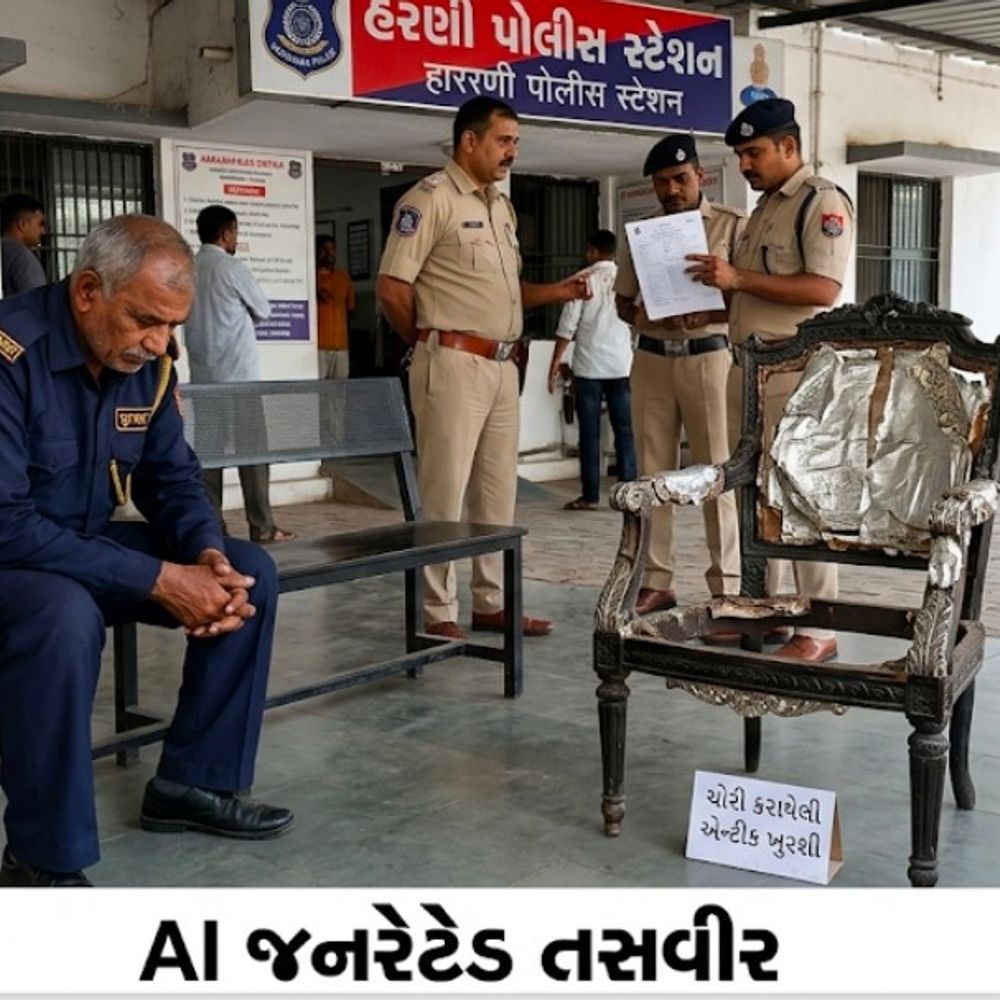 સિક્યુરિટી ગાર્ડે જ 1 લાખની એન્ટિક ખુરશી ચોરી ભંગારમાં વેચી:2019થી અભય આર્કોન ફ્લેટના કોમન એરિયામાં રખાઈ હતી, વોચમેને પૈસાની લાલચમાં ઊઠાંતરી કરી