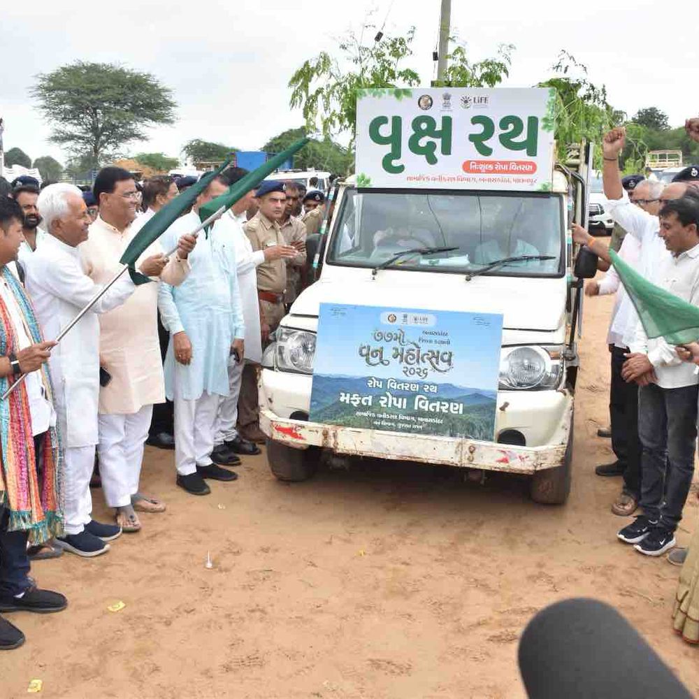 રામસીડામાં 77મો જિલ્લા કક્ષાનો વન મહોત્સવ ઉજવાયો:વન મંત્રીએ 'વન કવચ'નો શુભારંભ કરાવ્યો, નદીઓના બંને કાંઠે વૃક્ષારોપણ કરવાનો નિર્ણય