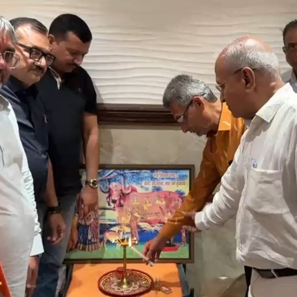 રાજ્યમાં દુષ્કાળ વચ્ચે રાજકોટમાં ગૌ પ્રેમીઓ એકત્ર:સરકાર ઘાસચારો સસ્તો આપે, પશુઓ માટે ઢોર ડબ્બા બને, એક પણ પશુ કતલખાને ન ધકેલાય તેવી તાકીદ