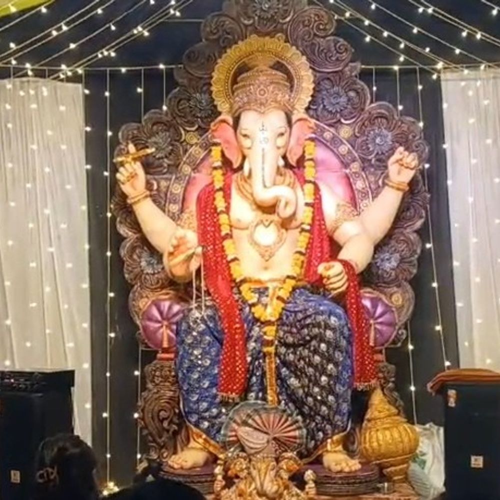 કૈલાશનગરમાં ફાળા વગર 11 દિવસીય ગણેશ મહોત્સવનું આયોજન:વાપીથી લાવેલી પ્રતિમા પર વેરાવળમાં કલરકામ કરાવીને ભવ્ય સ્થાપના કરાઈ