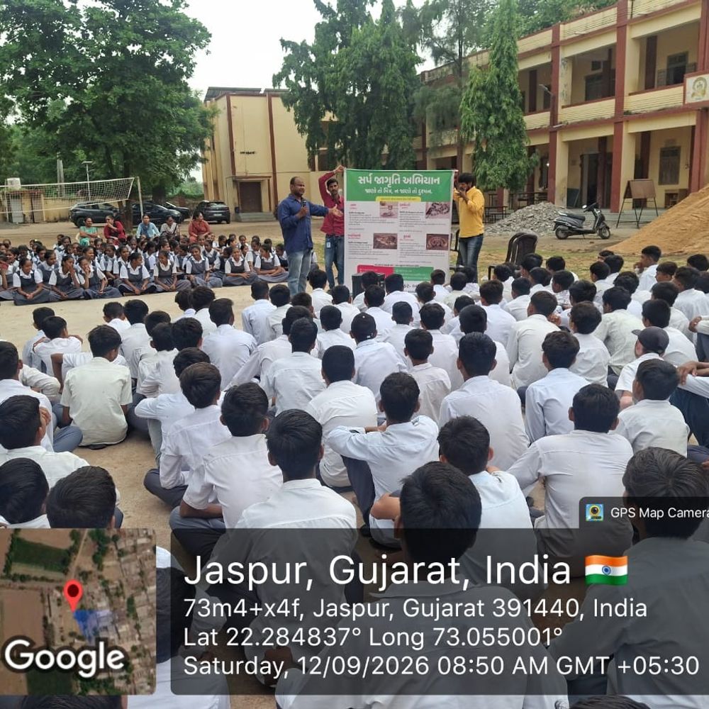જાસપુરની શાળામાં વન્યજીવ રક્ષક સંસ્થાએ સર્પ જાગૃતિ અભિયાન ચલાવ્યું:વિદ્યાર્થીઓને સાપ અને અન્ય વન્યજીવોના સંરક્ષણ વિશે માર્ગદર્શન અપાયું