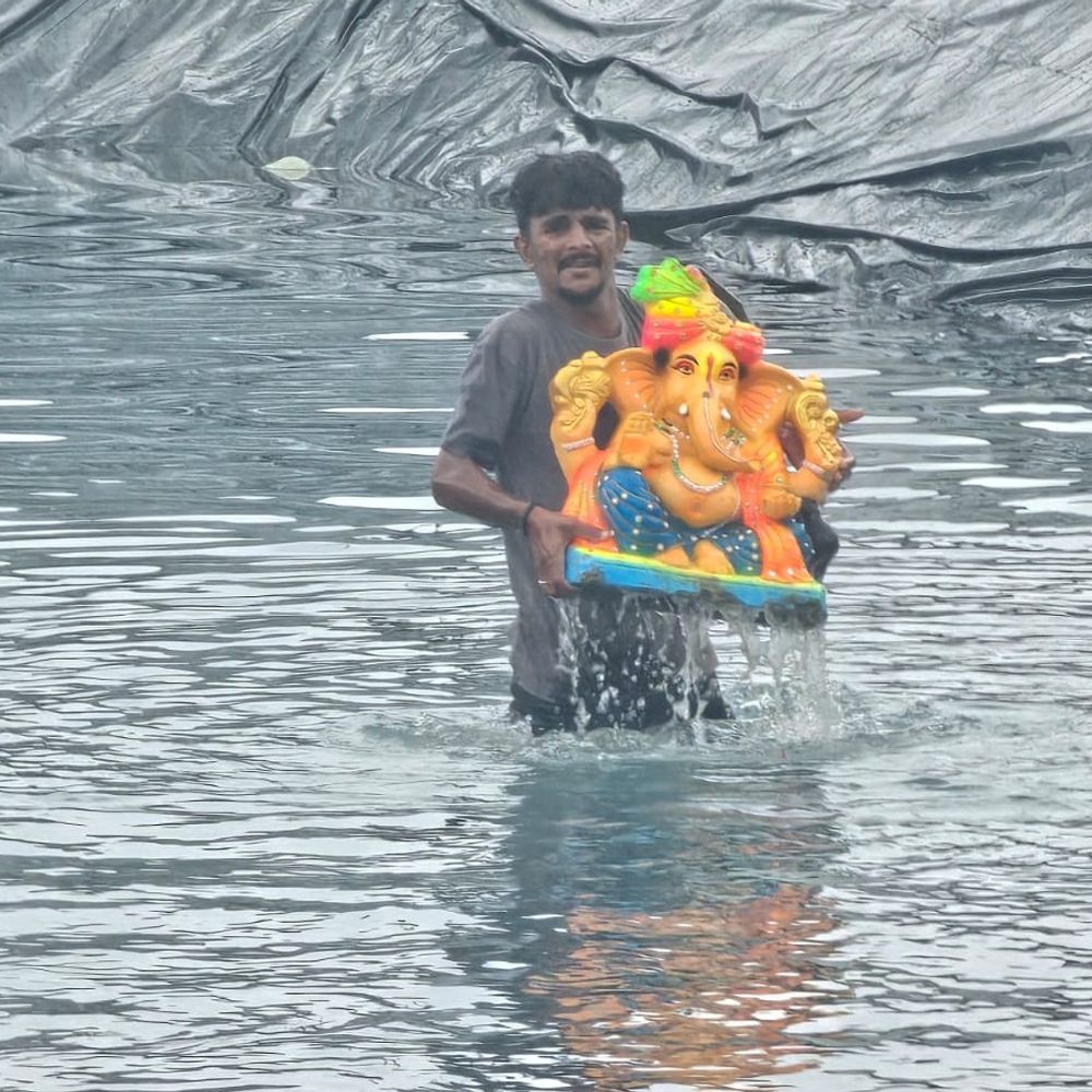 જામનગરમાં ગણેશ વિસર્જનનો બીજો દિવસ:બંને કુંડમાં 68 ગણેશ મૂર્તિઓનું વિસર્જન; ખંભાળિયા બાયપાસમાં 51 અને સરદાર રિવેરામાં 17 મૂર્તિઓ વિસર્જિત