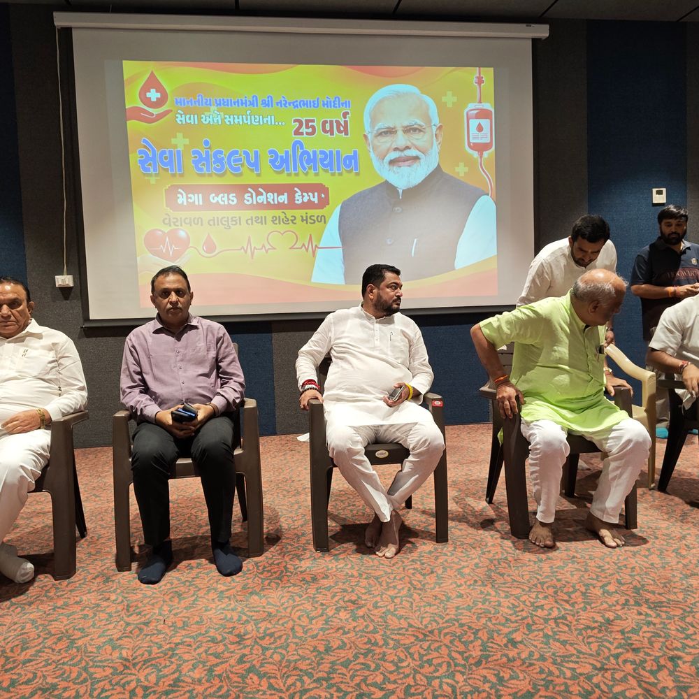 સેવા સંકલ્પ અભિયાન અંતર્ગત કાજલી માર્કેટિંગ યાર્ડમાં રક્તદાન શિબિર:રાજ્યસભા સાંસદ માનસિંહ પરમાર સહિત 225થી વધુ લોકોએ રક્તદાન કર્યું