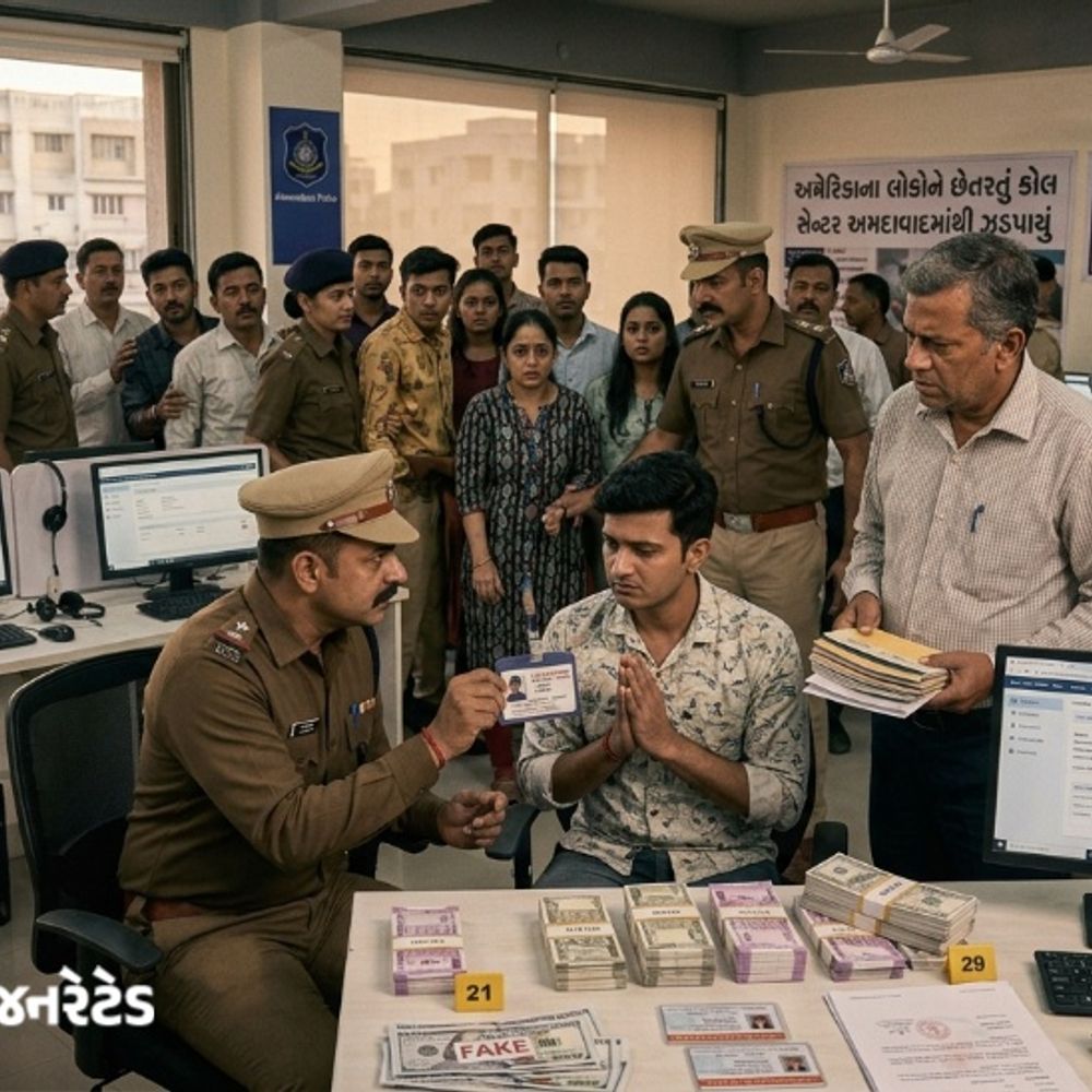 હંસપુરામાંથી અમેરિકાના લોકોને છેતરતું કોલ સેન્ટર ઝડપાયું:બેંકના વકીલ હોવાની ખોટી ઓળખ આપી ઈમેલ મારફતે સંપર્ક કરાતો, 2 યુવતી સહિત 7ની ધરપકડ