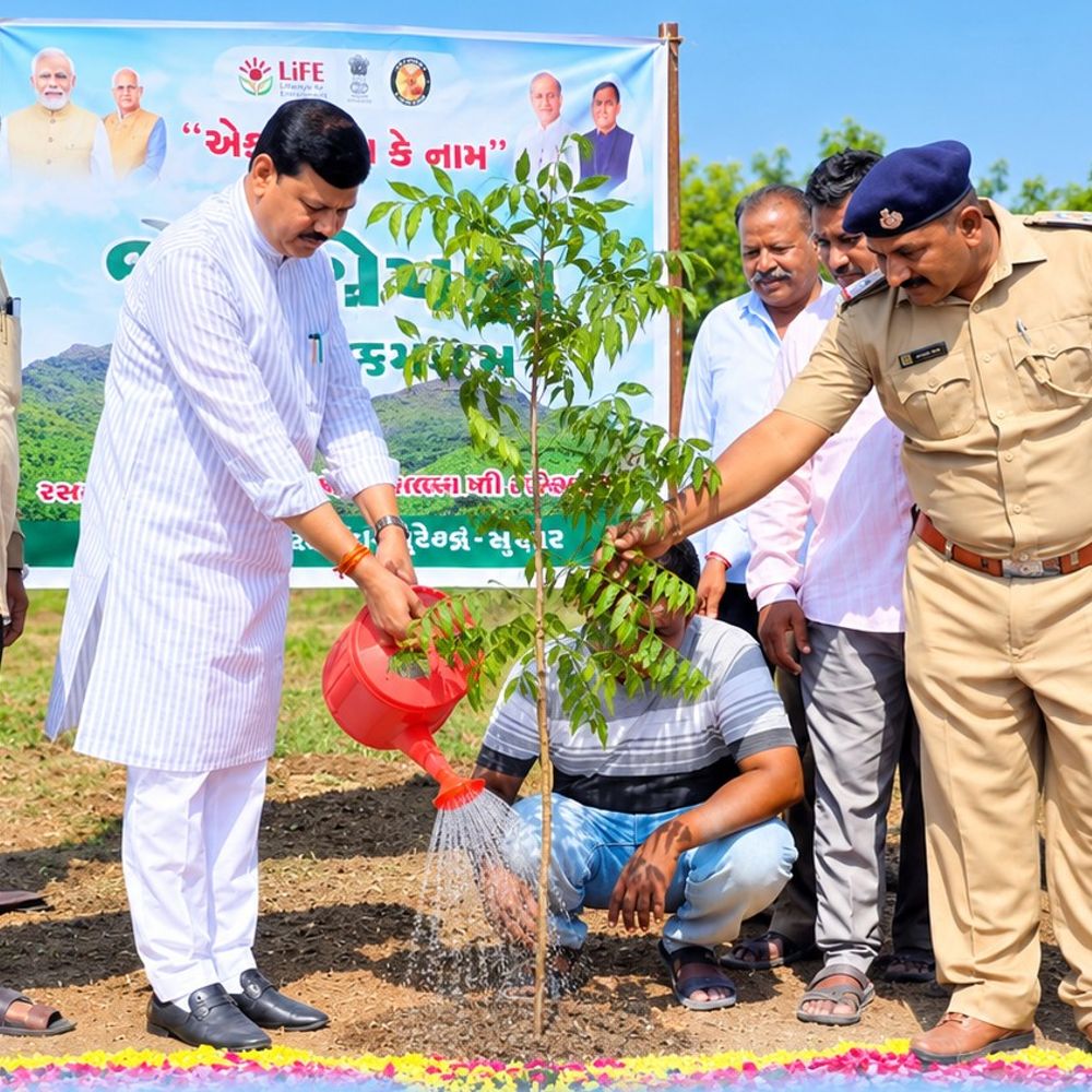 વઢવાણ તાલુકા કક્ષાનો વન મહોત્સવ મેમકાના હરિતલાવડીમાં યોજાયો:ધારાસભ્ય જગદીશ મકવાણા સહિતના આગેવાનો 'એક પેડ માં કે નામ 3.0' અભિયાનમાં જોડાયા