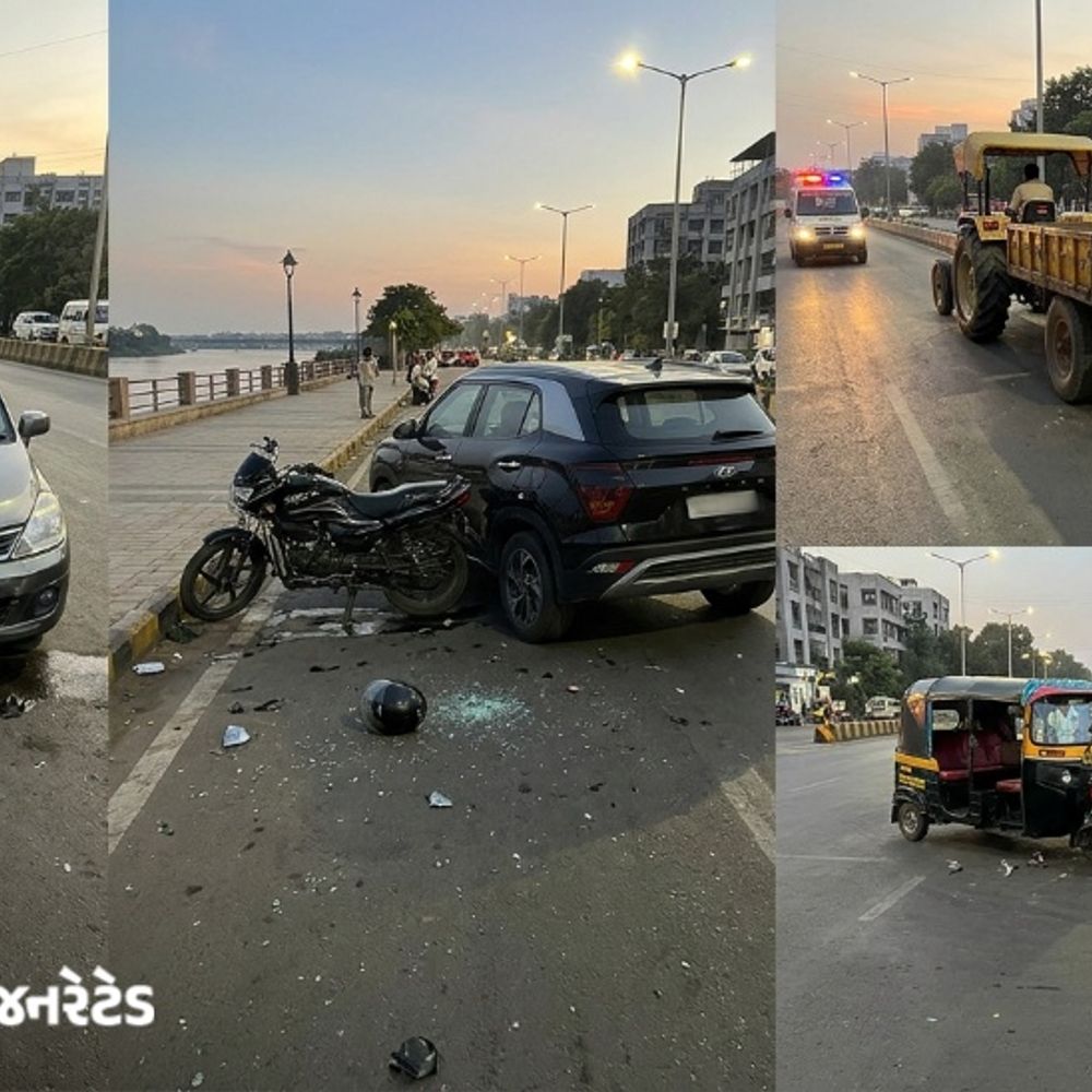 શહેરમાં ચાર અકસ્માતમાં ચારના મોત:કારચાલકે સાઈકલને અડફેટે લેતાં કિશોરનું મોત, ગાંધીનગરથી ગરબા રમીને પરત ફરતા યુવકને રિવરફ્રન્ટ પર કાર ચાલકે ઉડાવ્યો