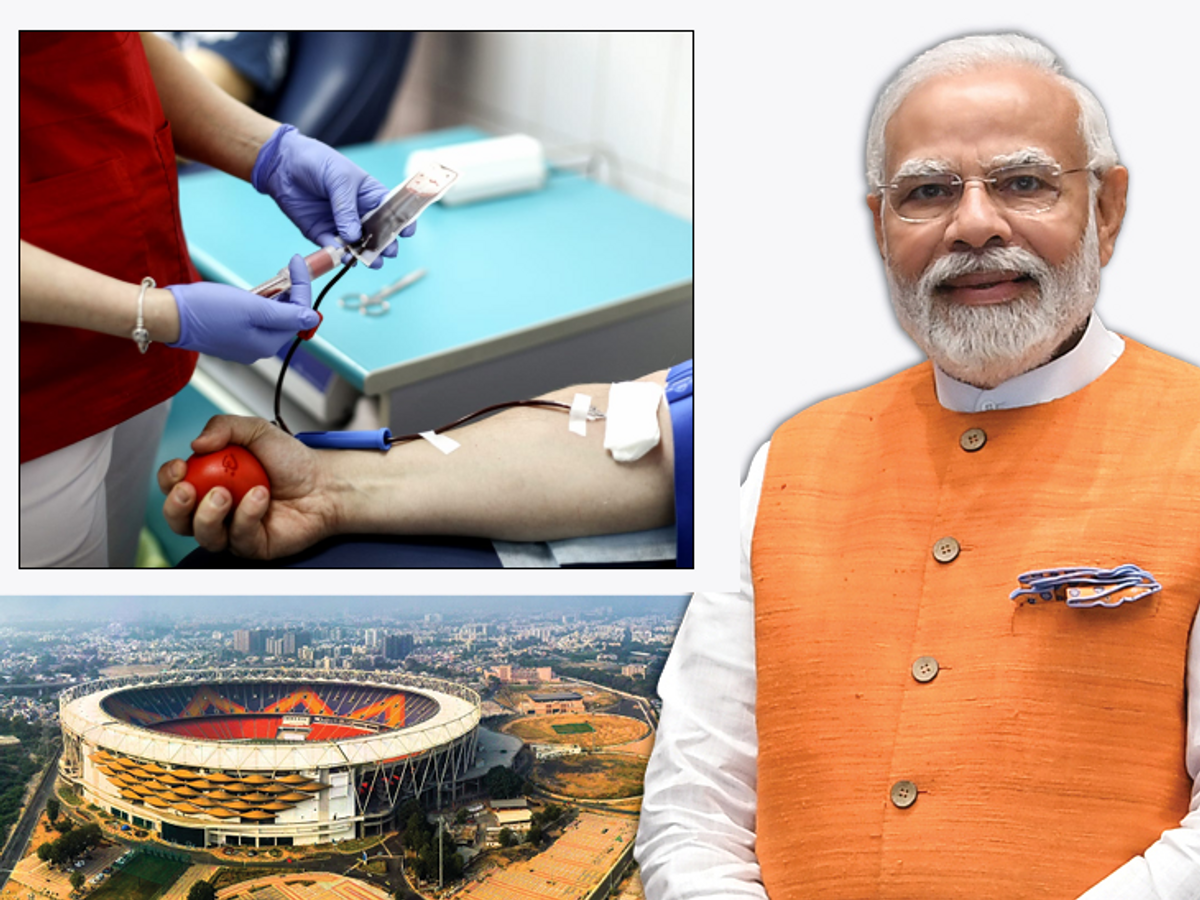 World's biggest blood donation camp at Narendra Modi Stadium,5 lakh units  to be collected on PM's 75th birthday, 7,500 global camps to participate -  Ahmedabad News | Bhaskar English
