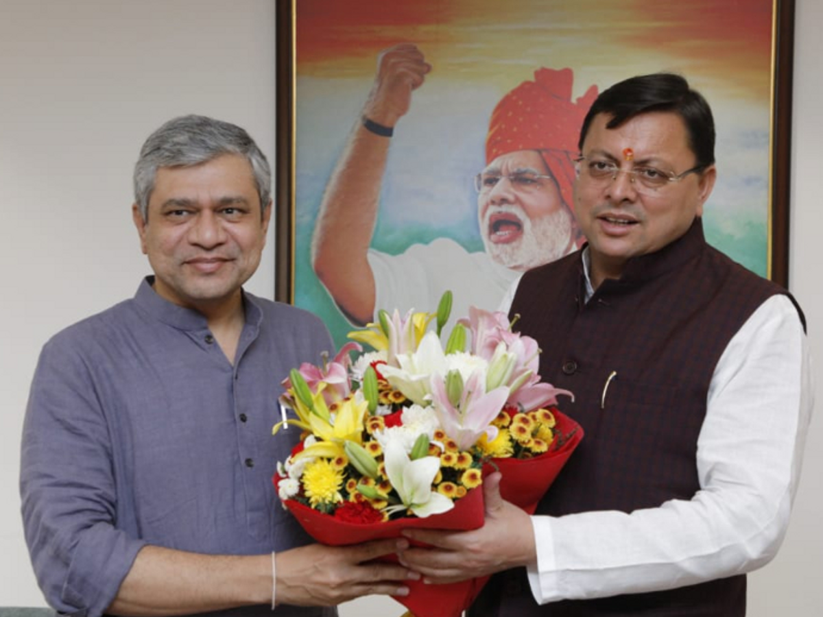 CM Pushkar Singh Dhami meet Minister Ashwini Vaishnav