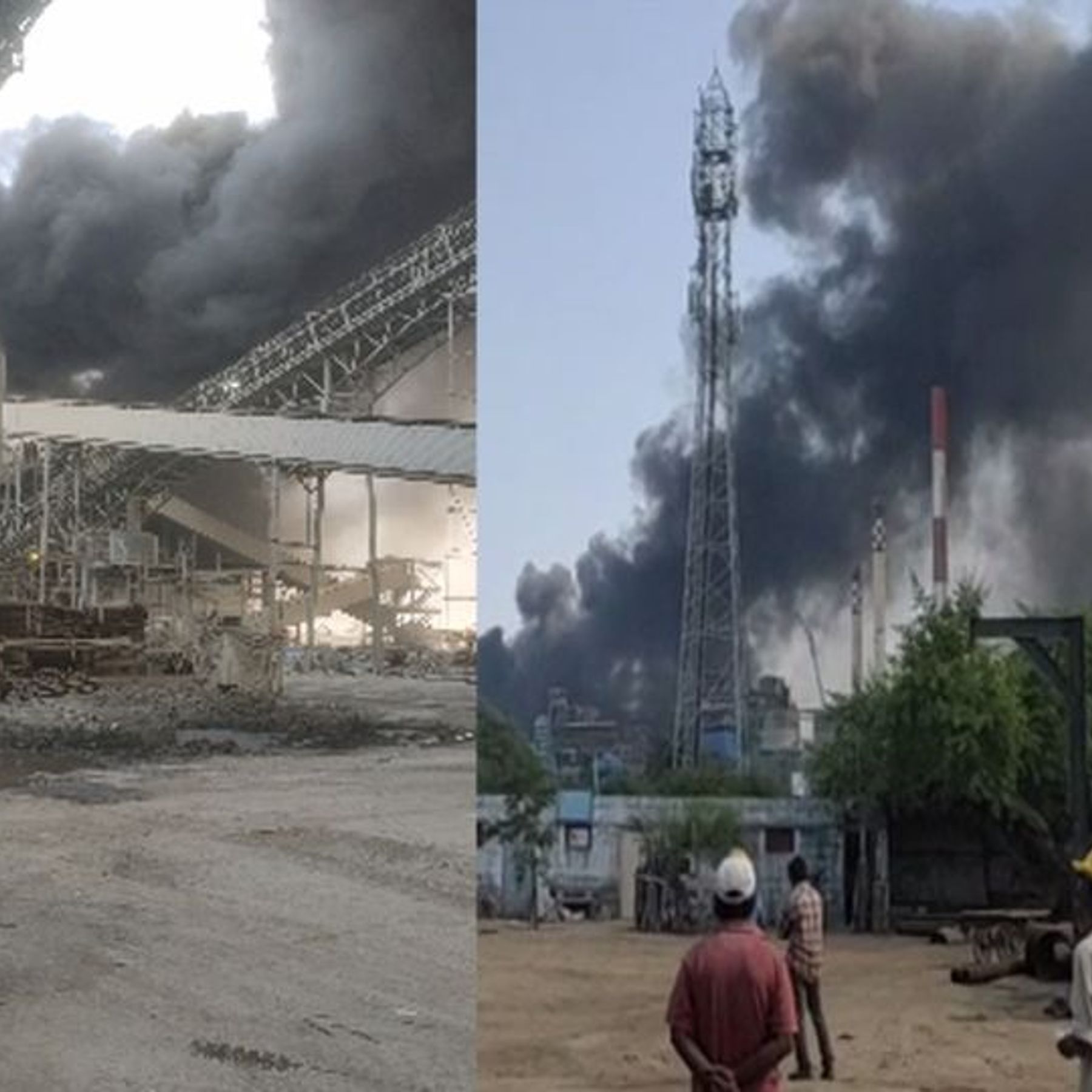 Fierce fire at Tata Chemical factory in Mithapur in Gujarat, smoke seen up  to 2 km away | गुजरात में मीठापुर के टाटा केमिकल फैक्ट्री में लगी भीषण आग,  2 किमी दूर