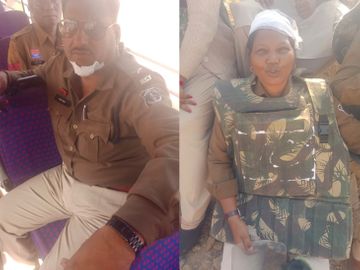 घायल होने के बाद भी पुलिसकर्मी मौके पर डटे हुए थे। - Dainik Bhaskar