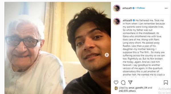 अली की भावुक पोस्ट